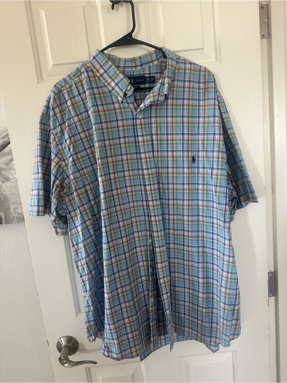 Ralph Lauren Classic Fit 2XB Big Pastel Plaid Short Sleeve Button Down Shirt